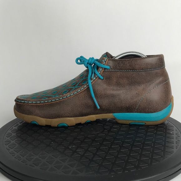 Twisted X Chukka Driving Geometric Moccasins Brown Leather Women’s Size 8 - Picture 9 of 12